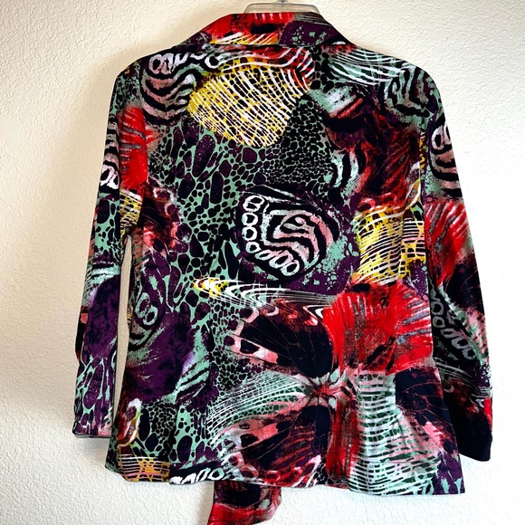 Mishka Women’s Multicolor Tie Waist Open Front Collared Blouse Sz PL - Picture 8 of 11